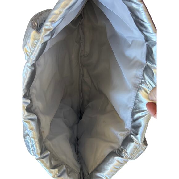Bath and Body Works silver shiny sexy puffy soft winter tote bag - Picture 3 of 4